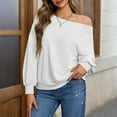 thumbnail image 1 of Long Sleeve Drop Shoulder Oversized Pullover Off Shoulder Sweatshirt for Women Fall Outfits White L, 1 of 5