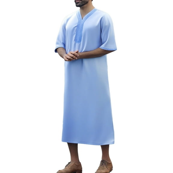 Long Sleeve Embroidered Robe for Men Lightweight, Comfortable, Suitable for Multiple Occasions, Various Sizes