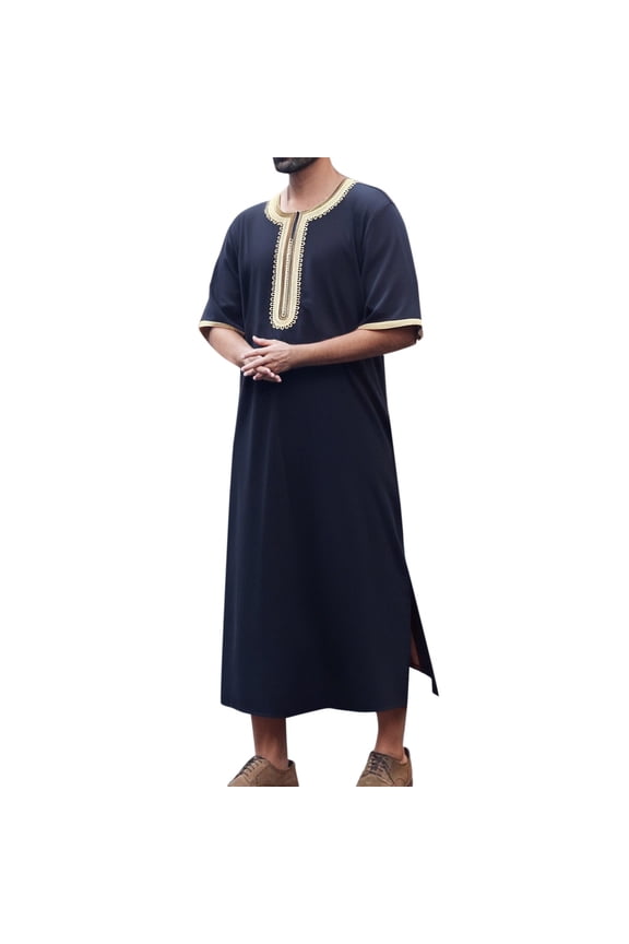 Long Sleeve Embroidered Robe for Men Stylish Design, Comfortable Material, for Daily Wear