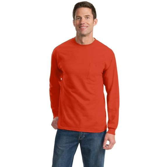 Long Sleeve Essential T-Shirt with Pocket. Orange. M