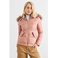 thumbnail image 1 of Long Sleeve Faux Fur Hood Padded Water Resistant Finish Jacket Mauve ' M, 1 of 5