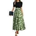 thumbnail image 1 of Long Sleeve Fit & Flare Summer Dress, A Line Dresses for Women 2025 Spring Flowy Dress with Sleeves Beach Vacation Cocktail Dinner Black Graduation Maxi College Silk Sexy Green M, 1 of 3