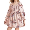 thumbnail image 1 of Long Sleeve Floral Print Square Neckline Kids Girls Dress, 1 of 2