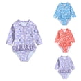 thumbnail image 1 of Long Sleeve Floral Ruffle One-Piece Baby Girl Swimsuit with Hat, Zipper Rash Guard Bathing Suit for Summer Beach Swimwear, 1 of 4