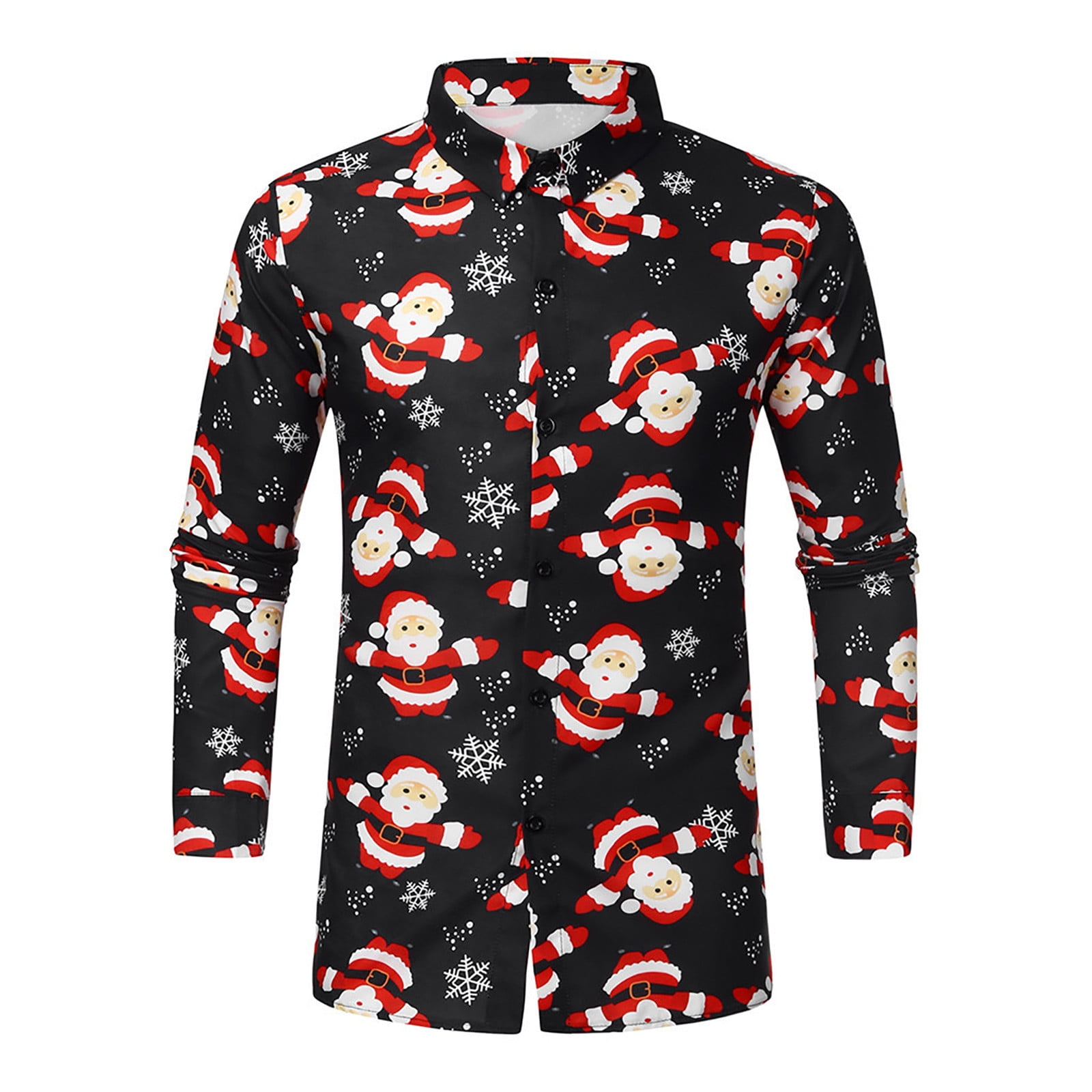 Long Sleeve For Men Men's And Winter Fashion Casual Christmas Shirt Long  Sleeve Top Black L 