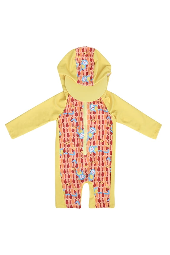 Long Sleeve Full Length Sunscreen Surf Suit With Hood For Girls Pool Beach Lake Water Activities UPF 50+