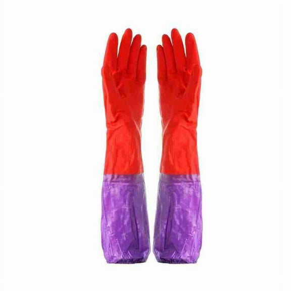 Long Sleeve Gauntlet Nitrile Chemical Waterproof Gloves Rubber W9L3 Latex K6M7