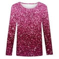 thumbnail image 1 of Long Sleeve Girls' Sequin Printed Sweater Children's Round Flash Shirt Monochrome Long Range Spring Summer Shirt Hot Pink Size 6-7T, 1 of 4