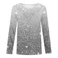 thumbnail image 1 of Long Sleeve Girls' Sequin Printed Sweater Children's Round Flash Shirt Monochrome Long Range Spring Summer Shirt Light Gray Size 5-6T, 1 of 4