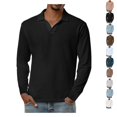 thumbnail image 1 of Long Sleeve Golf Shirt Men Mens Knit Shirts Notch Neck Breathable Soft Casual Lightweight Solid Color Tops, 1 of 5