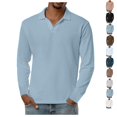 thumbnail image 1 of Long Sleeve Golf Shirt Men Mens Knit Shirts Notch Neck Breathable Soft Casual Lightweight Solid Color Tops, 1 of 4