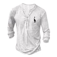 thumbnail image 1 of Long Sleeve Henley Shirt For Men Solid Color Casual Comfort Soft Loose Quarter Button Polo Shirt Fall Lightweight Classic Basic Tops White M, 1 of 2
