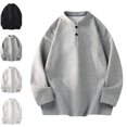 thumbnail image 1 of Long Sleeve Henley Shirts For Men Casual Button Down Shirt Golf Pullover V Neck Stand Collar Fashion Fall Sweatshirt Gray 2XL, 1 of 6
