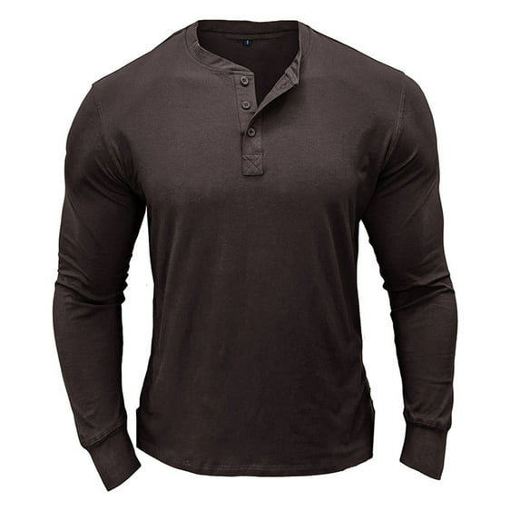 Long Sleeve Henley Shirts for Men Men's Fashion Casual Front Placket Long Sleeve Henley T-Shirts Cotton Shirts Casual Fashion Slim Fit Henley Full Sleeve Tshirts