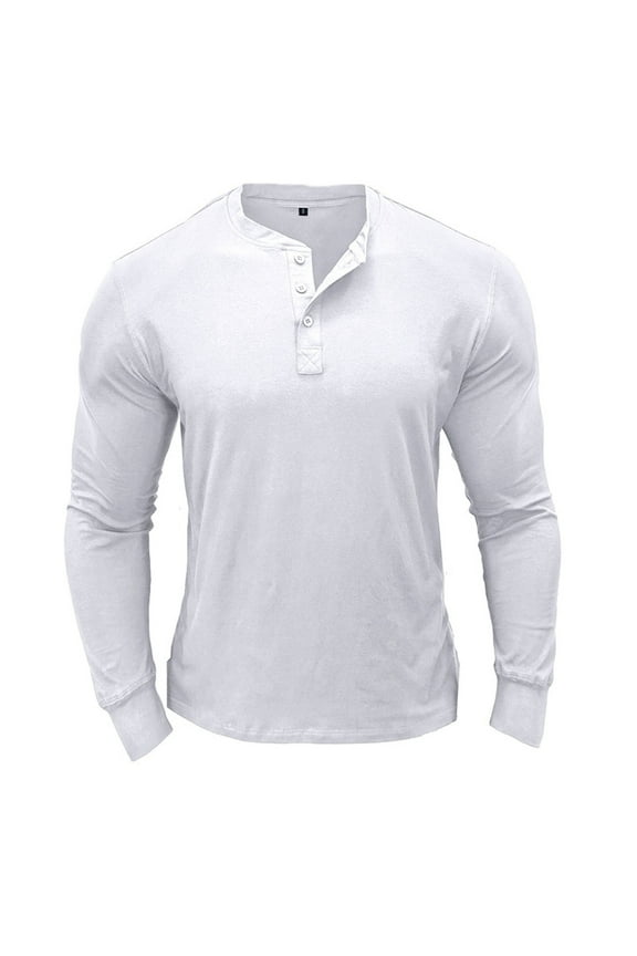Long Sleeve Henley Shirts for Men Men's Fashion Casual Front Placket Long Sleeve Henley T-Shirts Cotton Shirts Casual Fashion Slim Fit Henley Full Sleeve Tshirts