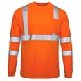 thumbnail image 1 of Long Sleeve Hi Vis T Shirts for Men Breathable Quick Drying Reflective Strip Sanitation Worker Safety Clothing High Visibility Workwear Outdoor Utility Mesh Shirts Tops Orange XXXXL, 1 of 7