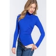 thumbnail image 1 of FASHNZFAB Long Sleeve High Neck Shirring Detail Ity Knit Bodysuit, 1 of 5