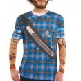 thumbnail image 1 of Long Sleeve: Hipster Plaid Tattoo Costume Tee (Front/Back) Long Sleeves, 1 of 2