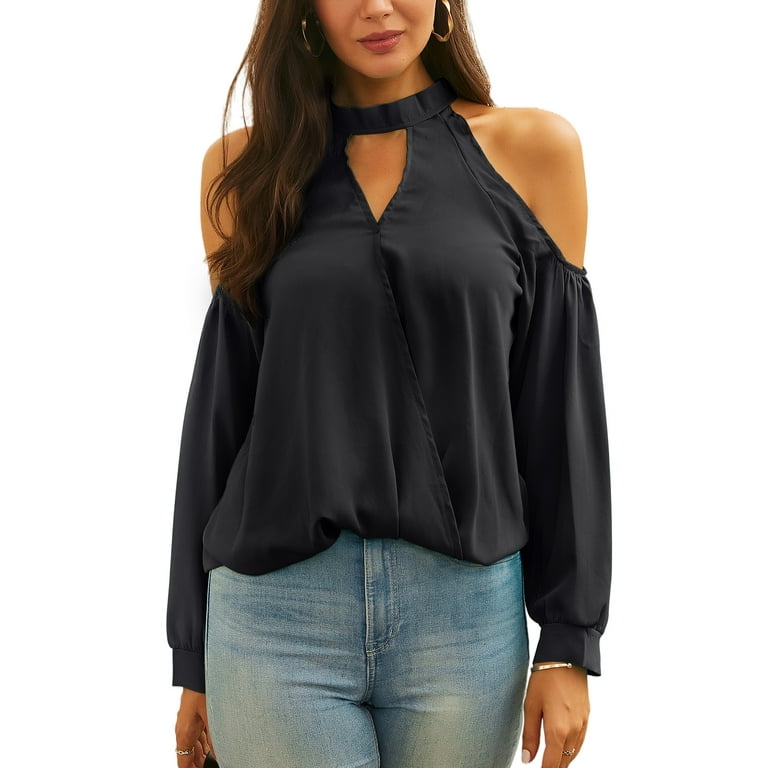 Sexy Solid Hollowed Out Off the Shoulder Tops Sexy Solid Hollowed Out Off the Shoulder Tops