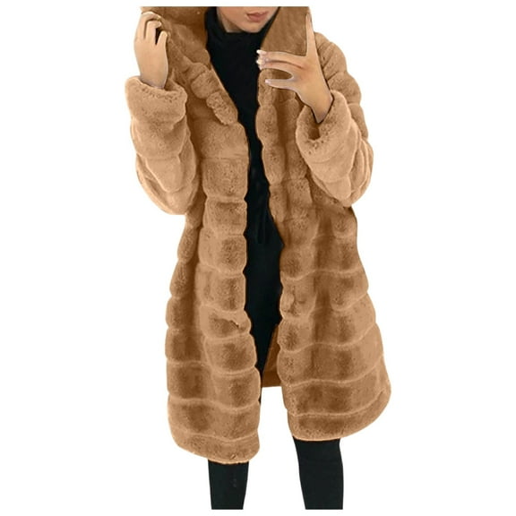 Long Sleeve Hooded Jacket Mid Length Coat For Outdoor Fall Winter Fashion Comfortable Soft Warm Outerwear