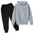 thumbnail image 1 of Long Sleeve Hooded Set Casual Solid Color Outfit for Teens, 1 of 2