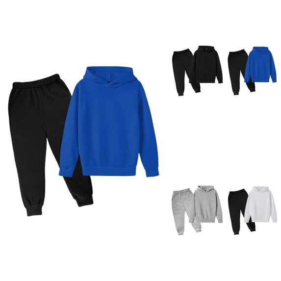Long Sleeve Hoodie & Jogger Sweatpants 2 PC Sweatsuit Set, Youth Casual Winter Tracksuit with Pockets, Unisex Loose Fit Pullover for Boys Girls Fall