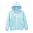 thumbnail image 1 of Long Sleeve Hoodie Kids Hoodies Zip Up Toddler Sweatshirt Solid Jackets Top Girls Kids Sweatshirts Boys Drawstring Coat&Jacket(Sky Blue,5-6 Years), 1 of 5