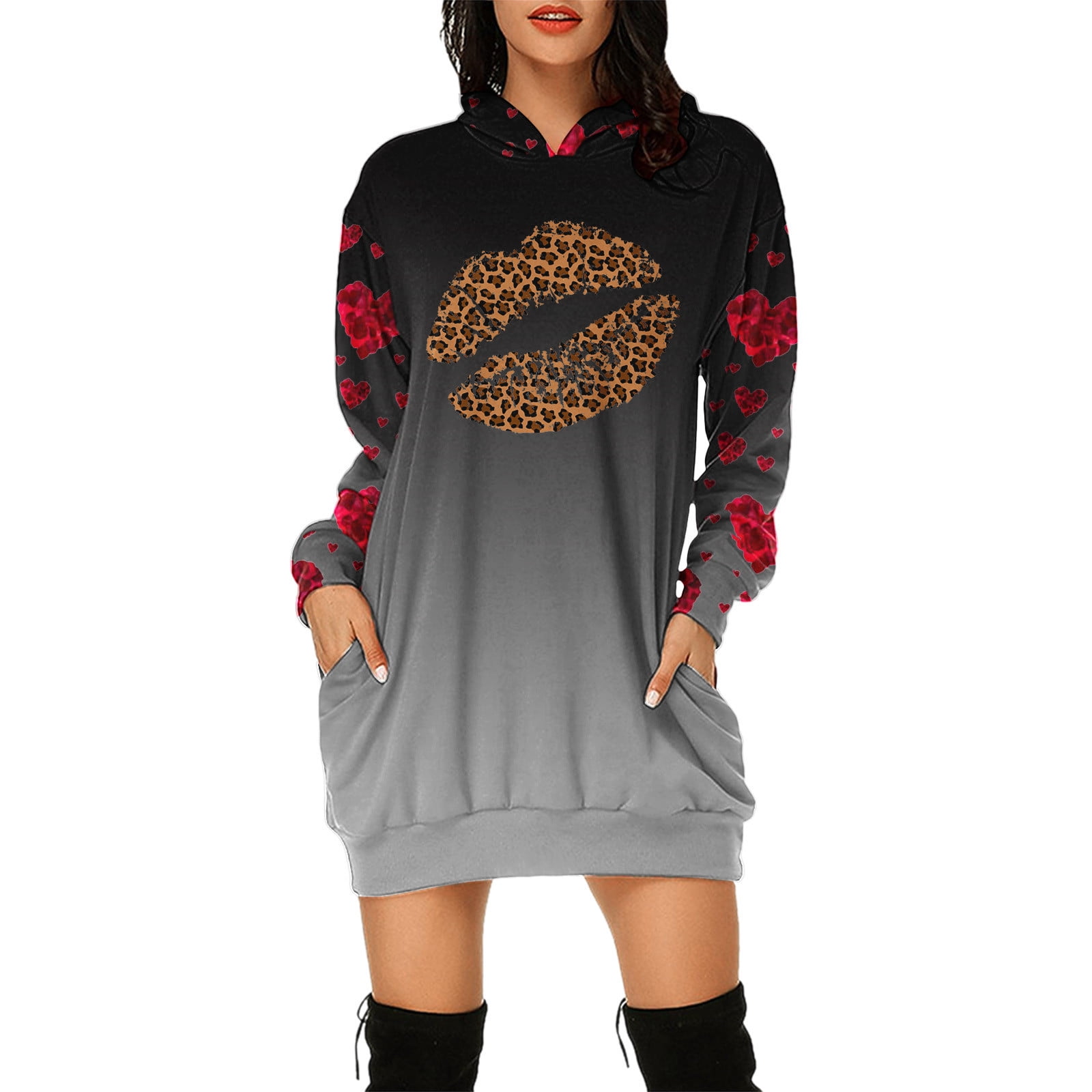 Long Sleeve Hoodies Dress 2025 Fall Trendy Texture Sweatshirts Outfits