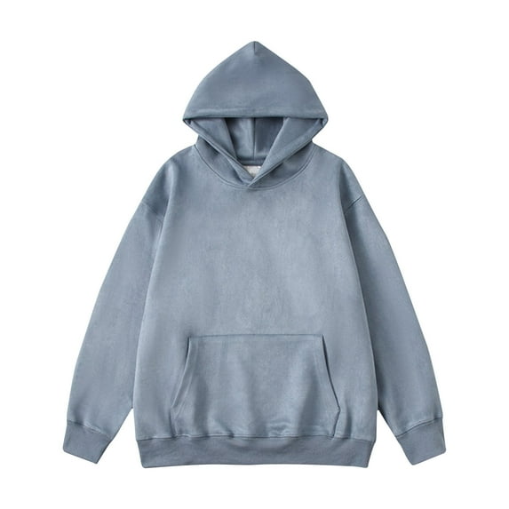 Long Sleeve Hoodies for Men M-5XL Big and Tall Plus Size Pullover Sweatshirts with Front Pocket Casual Fleece Lined Solid Loose Comfy Hooded