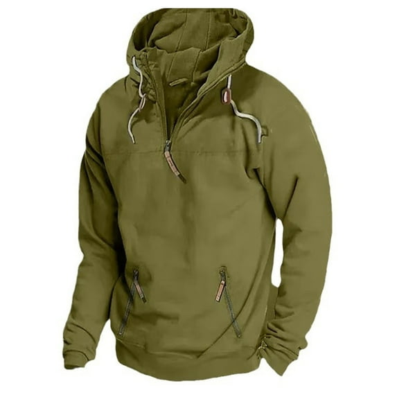 Long Sleeve Hoodies for Men with Zipper Pockets Fleece Lined Sweatshirts Mens Casual Solid Color Pullover Thermal Warm Athletic Workout Hoodie Tops