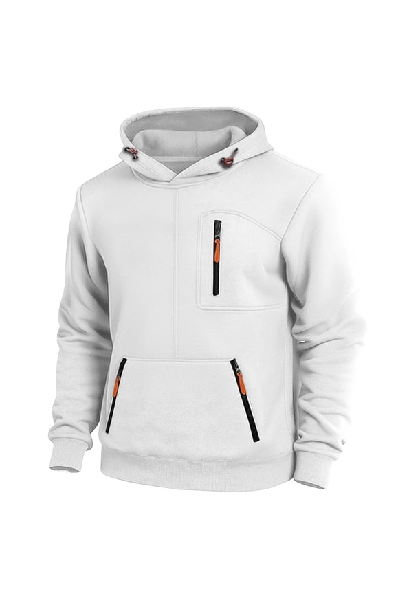 Long Sleeve Hoodies for Men with Zipper Pockets Pullover Fleece Lined Sweatshirts Mens Casual Solid Color Thermal Warm Athletic Workout Hoodie Tops