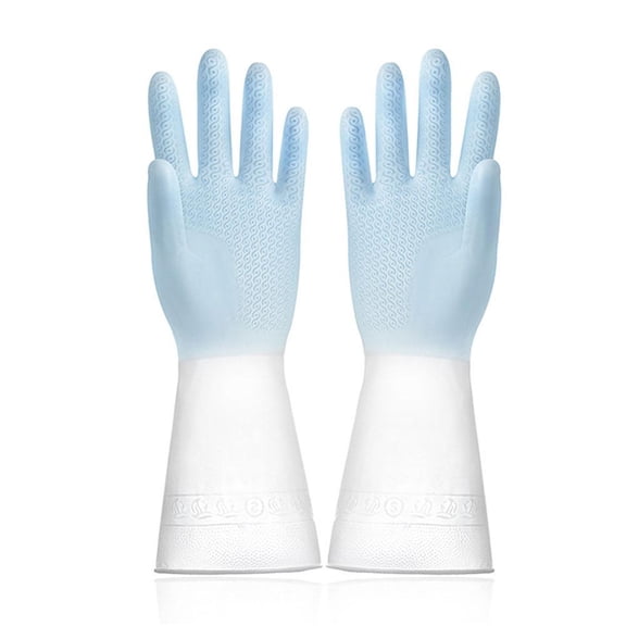 Long Sleeve Household Rubber Gloves for Washing Up & Cleaning | Soft, Skin-Friendly PVC Kitchen Gloves | Fairy Blue, Pink, Green (M)
