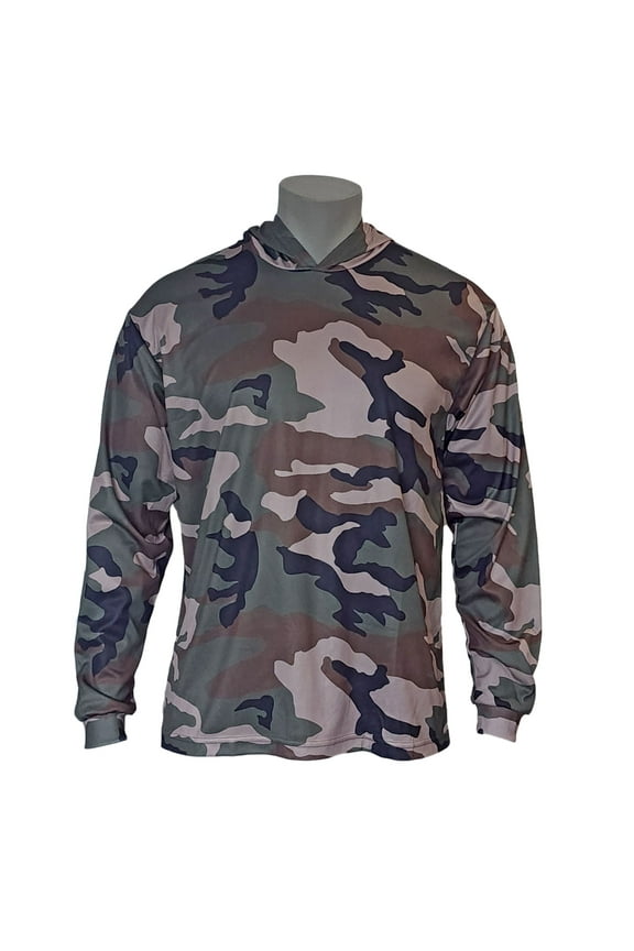 Long Sleeve Hunting Camo Hooded Tee – 100% Polyester