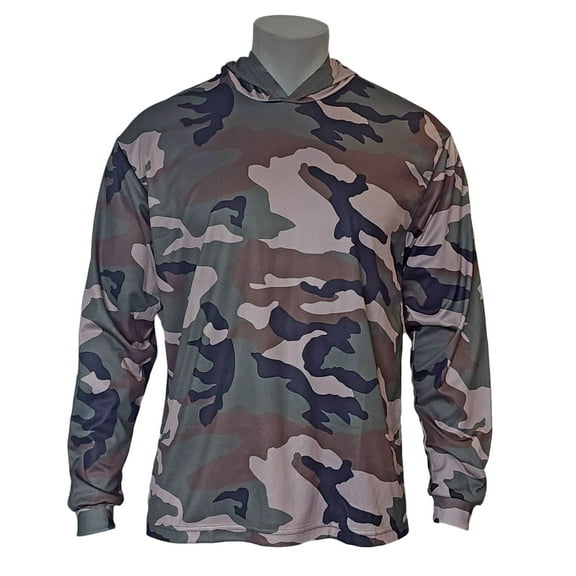 Long Sleeve Hunting Camo Hooded Tee – 100% Polyester