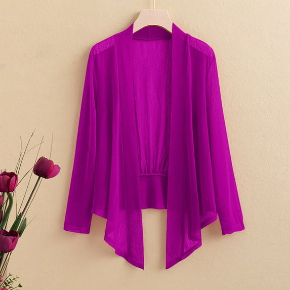 Long Sleeve Ice Silk Knit V Neck Cardigan, Pink XL, Size XL-7XL