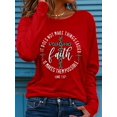 thumbnail image 1 of Long Sleeve Inspirational Faith T-Shirt For Women - Casual Crew Neck Slight Stretch Knit Fabric Pullover T-Shirt For Fall For Spring, 1 of 3