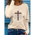 thumbnail image 1 of Long Sleeve Inspirational Faith T-Shirt For Women - Casual Crew Neck Slight Stretch Knit Fabric Pullover T-Shirt For Fall For Spring, 1 of 3