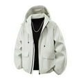 thumbnail image 1 of Long Sleeve Jacket Men Plain White Windbreaker Jacket Casual Zip Up Hood Mens Outerwear, 1 of 4