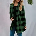 thumbnail image 1 of Long Sleeve Jacket Plaid Cardigan Fall Fashion Checkered Coat Top, Green M, Size S-5XL, 1 of 8