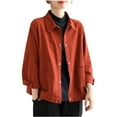 thumbnail image 1 of Long Sleeve Jackets for Women New Womens Oversized Casual Jackets Lightweight Loose Outerwear Cotton Button down Dressy Solid Color Coats Orange XXL, 1 of 4