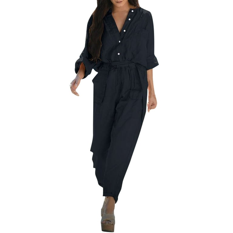 Long Sleeve Jean Jumpsuits Women Women Elegant Long Sleeve Casual
