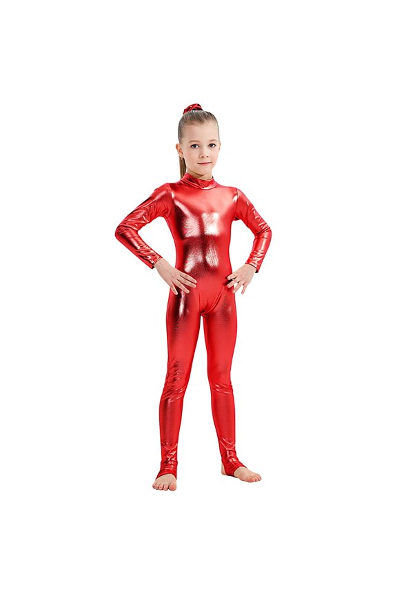 Long Sleeve Jumpsuits for Children Boy Girl Slimming Tunics Bodycon Sequin Sparkly Dance Costumes Cosplay Jumpsuits Waist Trainer Body Suits Rompers Child 2026 4-6 Years