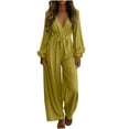 thumbnail image 1 of Long Sleeve Jumpsuits for Women Dressy Formal Wrapped Deep V Neck One Piece Romper Wedding Guest Jumpsuit Elegant, 1 of 7