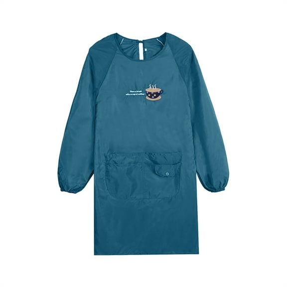 Long Sleeve Kitchen Cooking Apron - Adult Smock with Oil-Resistant Reverse Design, Protective Work Wear for Men & Women During Cooking and Food Prep