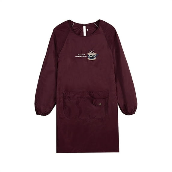 Long Sleeve Kitchen Cooking Apron - Adult Smock with Oil-Resistant Reverse Design, Protective Work Wear for Men & Women During Cooking and Food Prep