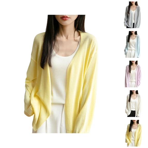 Long Sleeve Knit Cardigan Lightweight Loose Fit Outerwear For Versatile Style Cardigan Sweaters for Women