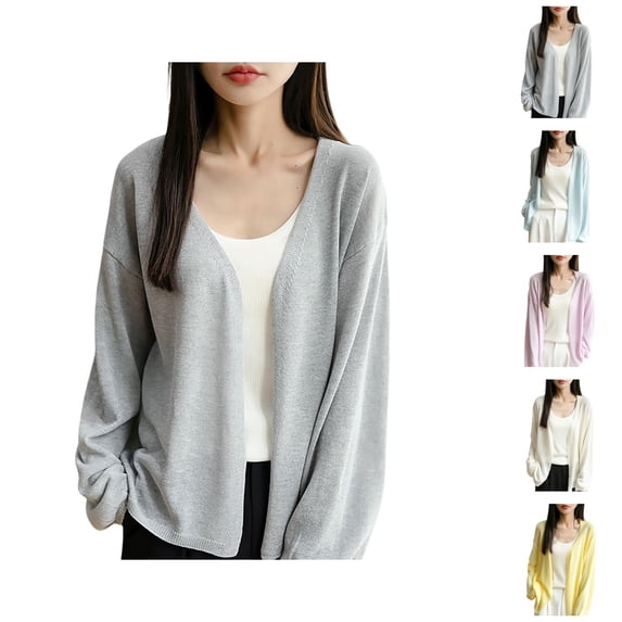 Long Sleeve Knit Cardigan Lightweight Loose Fit Outerwear For Versatile Style Cardigan Sweaters for Women