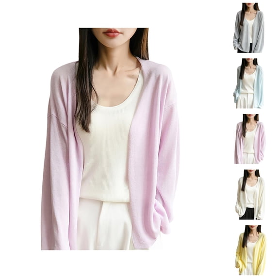 Long Sleeve Knit Cardigan Lightweight Loose Fit Outerwear For Versatile Style Cardigan Sweaters for Women