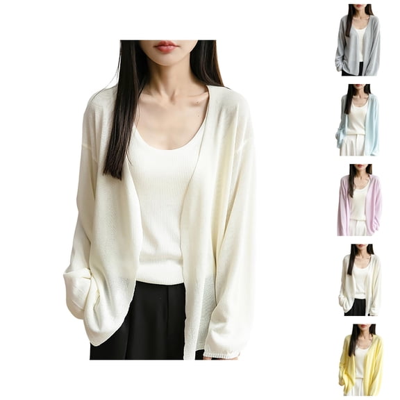 Long Sleeve Knit Cardigan Lightweight Loose Fit Outerwear For Versatile Style Cardigan Sweaters for Women
