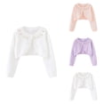 thumbnail image 1 of Long Sleeve Knit Cardigan Sweater for Girls 1-10Y – Casual Summer Fall Outerwear with Rhinestone Design, Toddler Teen Shrug Shawl Cover Up, 1 of 9